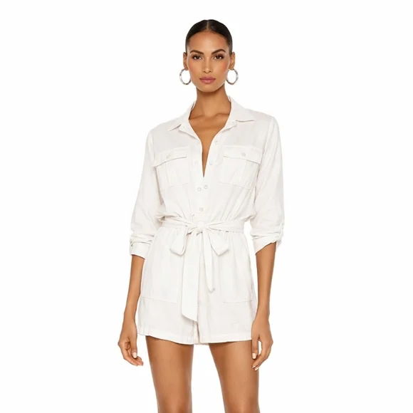 Pam & Gela White Cargo Romper Size M - Picture 1 of 7